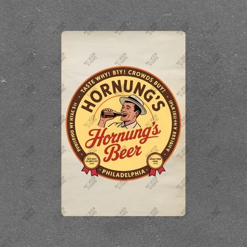 Vintage Hornungs Beer Metal Sign Philadelphia Brewery Collectible #455397