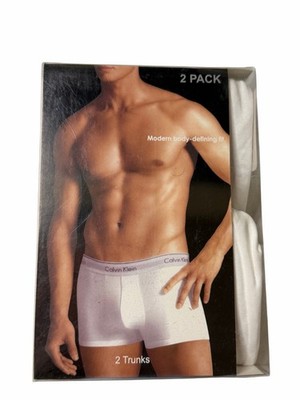 Calvin Klein Modern Cotton Stretch Trunks 2pk M White Solid Cotton Elastane
