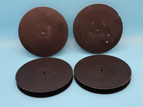 Four used 400' 16 mm Aluminum Daylight Take-up Reels 