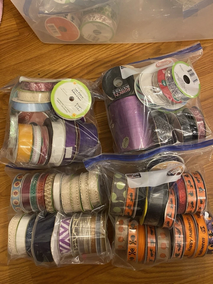 40 CINTAS MIXTAS DE SATÉN Y TELA NUEVAS Y PARCIALES COLORES Y ANCHOS SURTIDOS #7 Foto 4 de 4