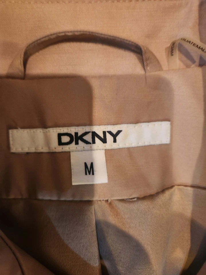 Gabardina para mujer DKNY talla M beige doble botonadura chaqueta con cinturón tostado medio Foto 4 de 4