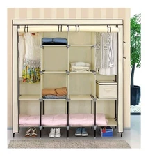 67 Inch Wardrobe Armoire Closet Clothes Storage Rack Beige