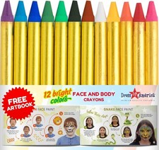 Face Paint Crayons - Non-Toxic Face Painting Kit for Kids and Adults - 12 Fac...