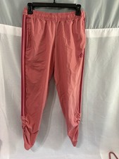Adidas Womens Trio Woven Track Pants S Hazy Rose AEROREADY Pink Joggers