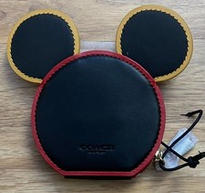 NUEVO COACH DISNEY X KEITH HARING MICKEY MOUSE OREJA CUERO ESTUCHE PARA MONEDAS