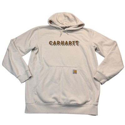 Carhartt Rain Defender Hoodie Sweatshirt Beige Logo Pullover Size M