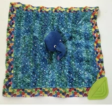 Kids Preferred Eric Carle Baby Lovey Elephant Plush Rattle Teether Blue Colorful