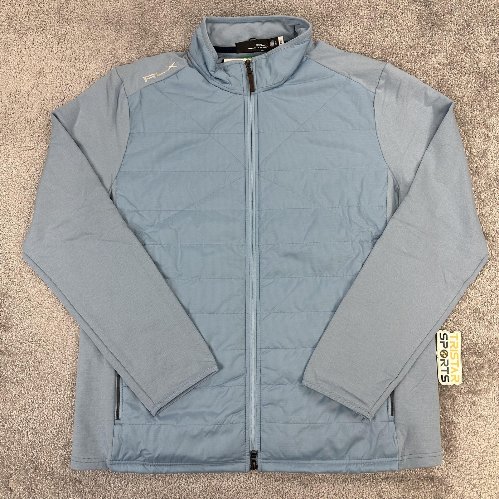 RLX Ralph Lauren Golf Jacket Mens XL Blue Quilted Hybrid Insulated Full Zip