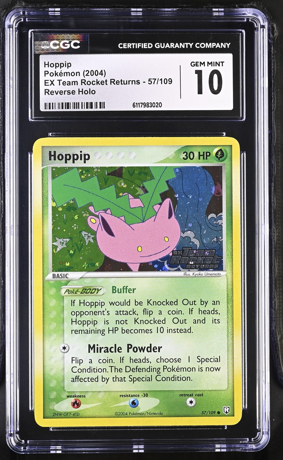 CGC 10 Hoppip EX Team Rocket Returns 57/109 Reverse Holo Stamped Pokemon Card