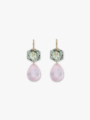 Marie Helene de taillac style Green & Rose Quartz Bianca Earrings 22k Gold