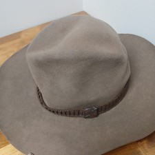 Stetson Stanpede 4X Beaver Cowboy Hat 7 1/8 Acorn Brown w/Braided Leather JBS