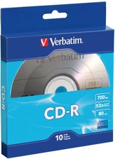 Verbatim CD-R Blank Discs 700MB 80-Minutes 52X Recordable Disc - 10 Pack
