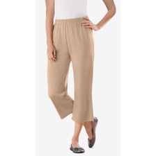 NEW Woman Within 4X Petite 34-36 7-Day Knit Capri Pants New Khaki