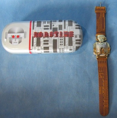 Vintage Robotime Time Machine AD2000 Robot Watch Japan Movt Leather Strap Tin