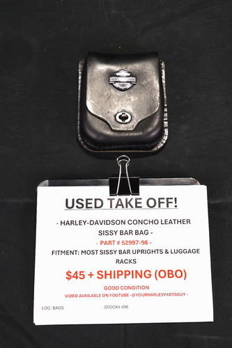 Used Harley-Davidson Leather Sissy Bar Bag 52997-98 | Concho Style |