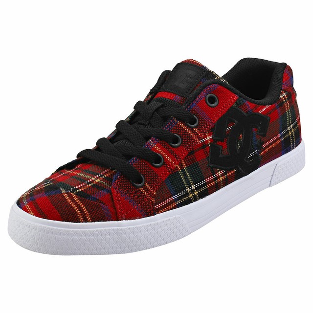 red black plaid shoes
