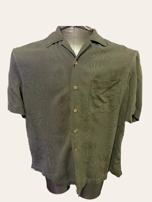 Breakwater Mens Short Sleeve Green Flowered Button Up Shirt Size M