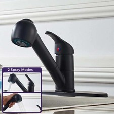 Single Lever Kitchen Sink Pull-out Mixer Tap Matte Black Swivel Spout Belingdon