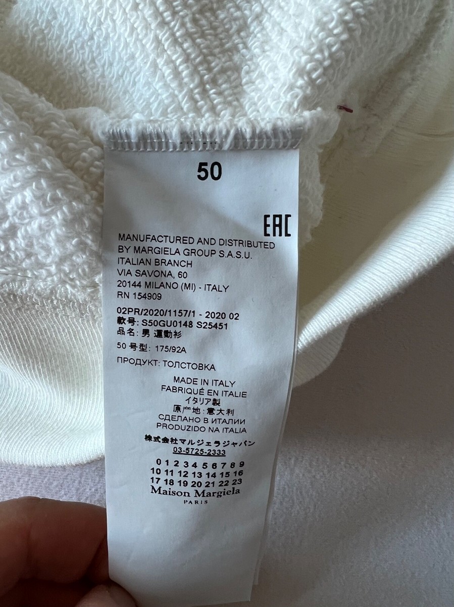 Maison Margiela Upside Down Logo Sweatshirt White, Size 50