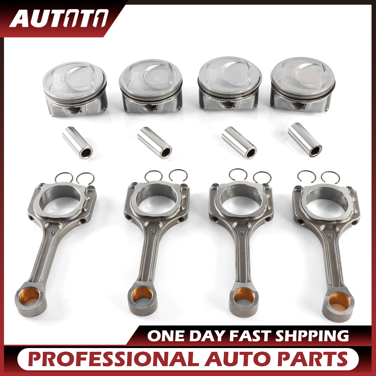 Engine Connecting Rod Piston w/ Rings Kit For Kia Optima Hyundai Sonata 2.4L STD