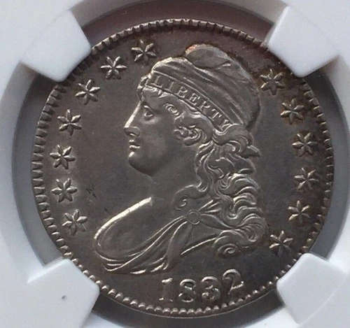 1832 (AU) TONED Capped Bust Half Dollar Silver 50c NGC Graded Coin