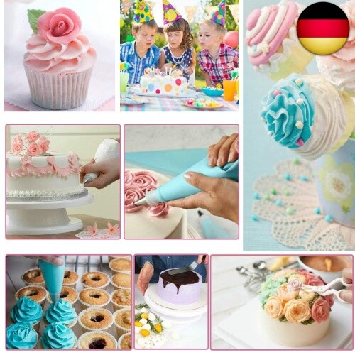 14PCS Spritztüllen Set, Silikon Spritzbeutel mit 14 Edelstahldüsen, Cake und P - Bild 4 von 4