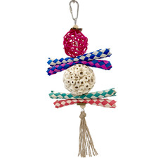 1702 Rainbow Rattan Sola Shredder - Handcrafted foraging cage toy, Soft parts