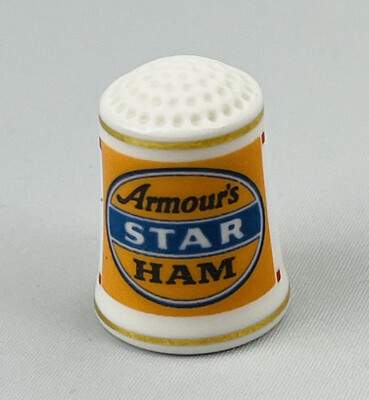 Vintage Franklin Mint Armour's Star Ham Thimble Country Store Porcelain 1980