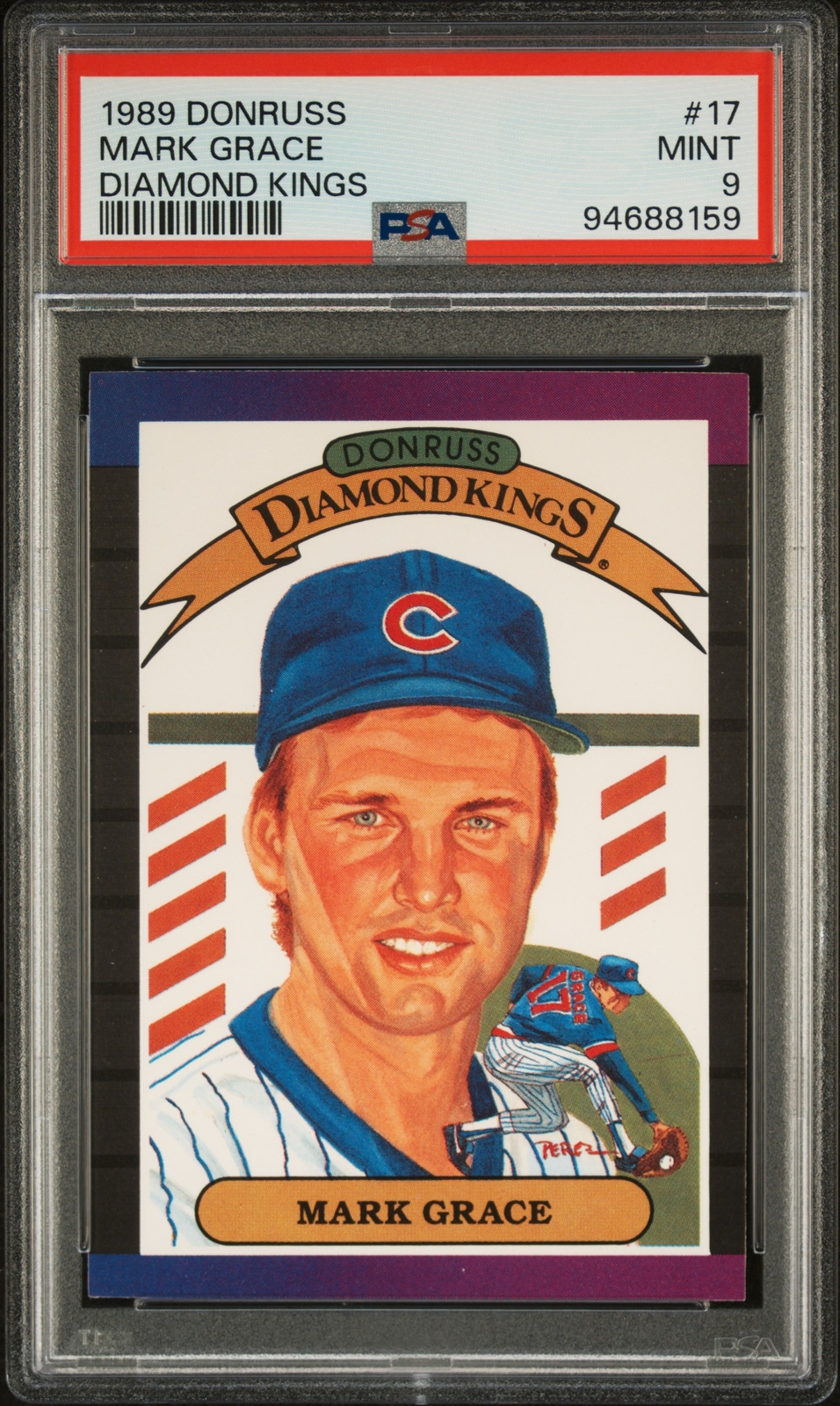1989 DONRUSS DIAMOND KINGS #17 MARK GRACE PSA 9