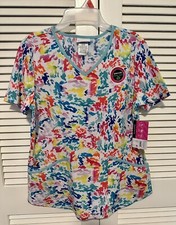 Scrubstar Rainbow Abstract Scrub Top-S  BRAND NEW WITH TAGS  