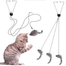 Retractable Hanging Interactive Cat Teaser Toy Cats Kitten Play Chase Exercise