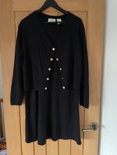 Vintage 90s Liz Claiborne Cardigan Dress Size LL 2 in 1 Knit Shoulder Pads