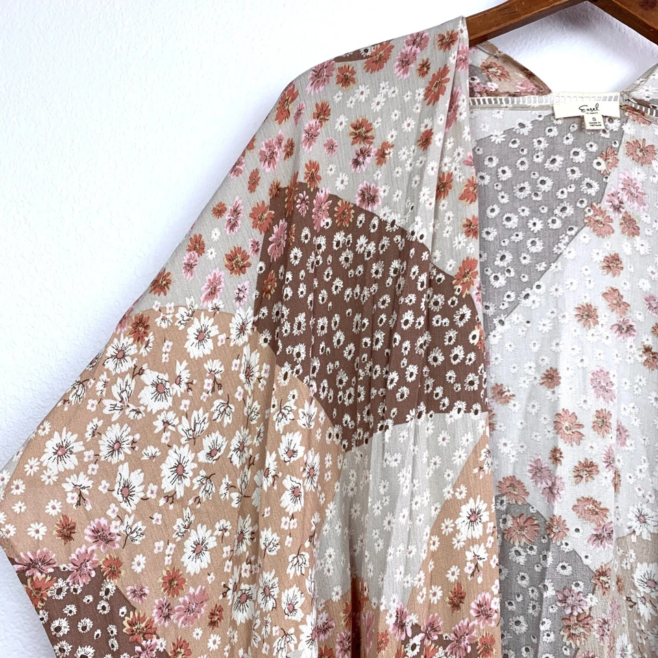 Cárdigan Caballete Floral Boho Verano Hippy Flyaway Talla Pequeña Foto 3 de 4
