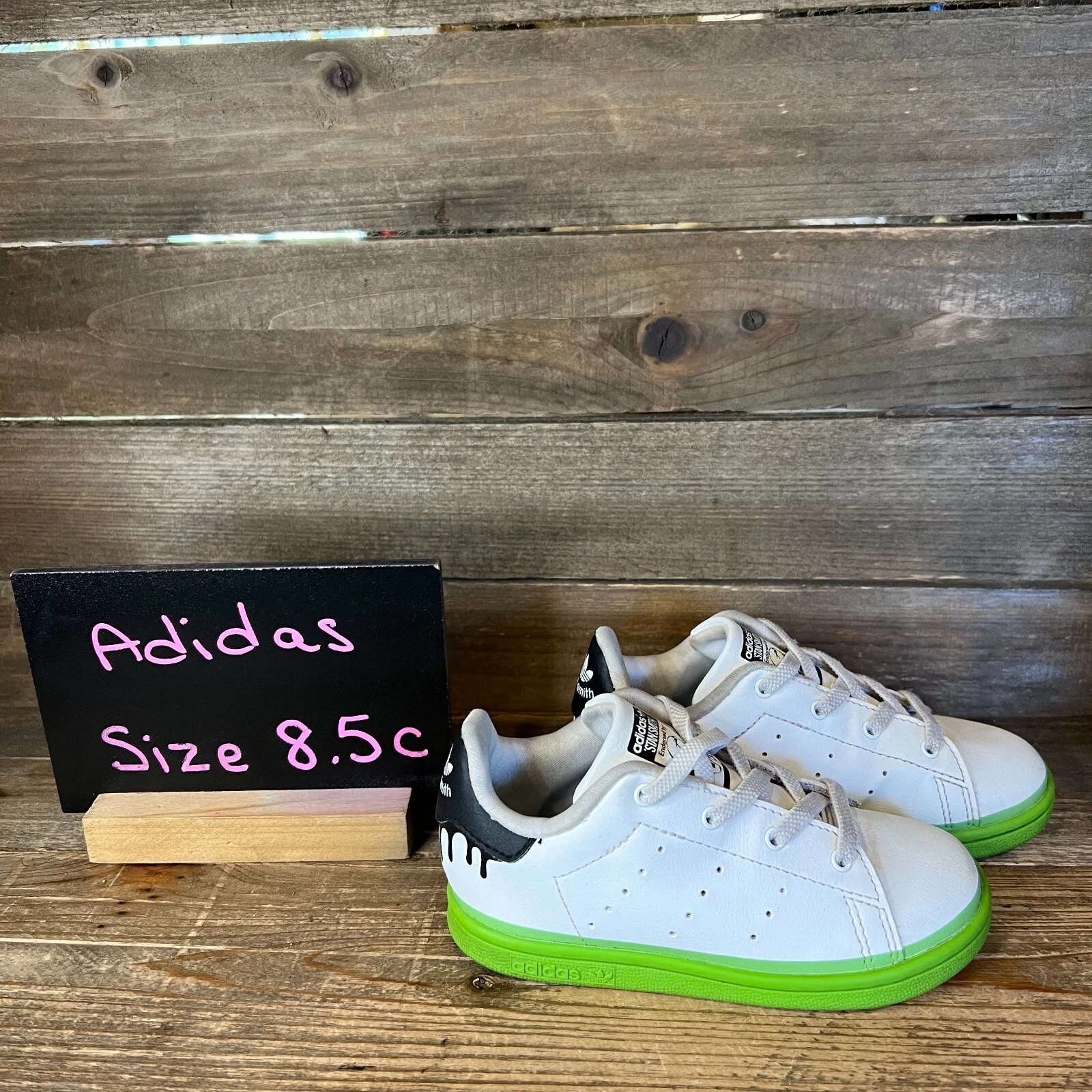 Scarpe casual da bambino Adidas originali Stan Smith in pelle bianca sneakers taglia 8 5 C