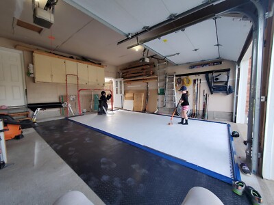 Skate Anytime - Synthetic Ice For Hockey - Skateable Artificial Ice Tiles Backyard Ice Rink Expandable European Technology 136 Panels 400 Sq Ft Ultimate Rink Kit