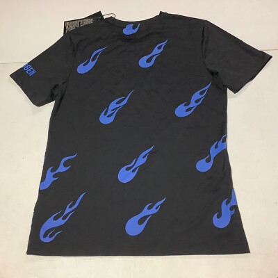 Men's Hydrogen Tennis Tech Tee Shirt Flames Blue Size Large w/Tags