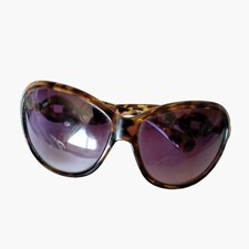 Tortoise Shell Sunglasses Gold Chain Accent Purple Lenses Hollywood Costume