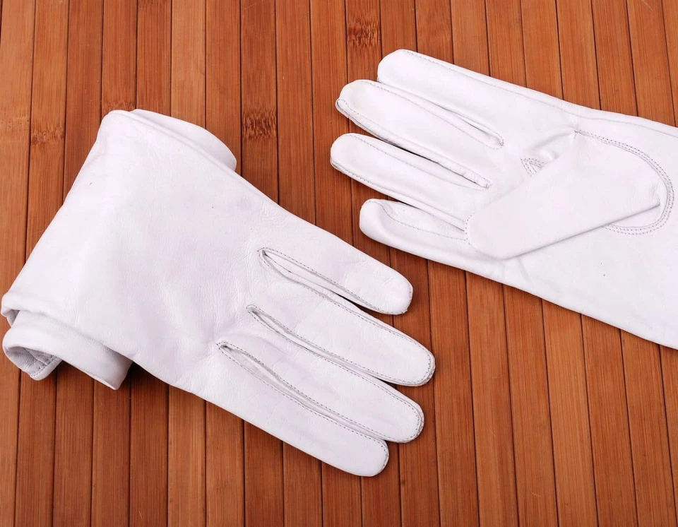 Guantes de ópera de cuero de oveja genuino para mujer sin forro (40 cm). Foto 2 de 4