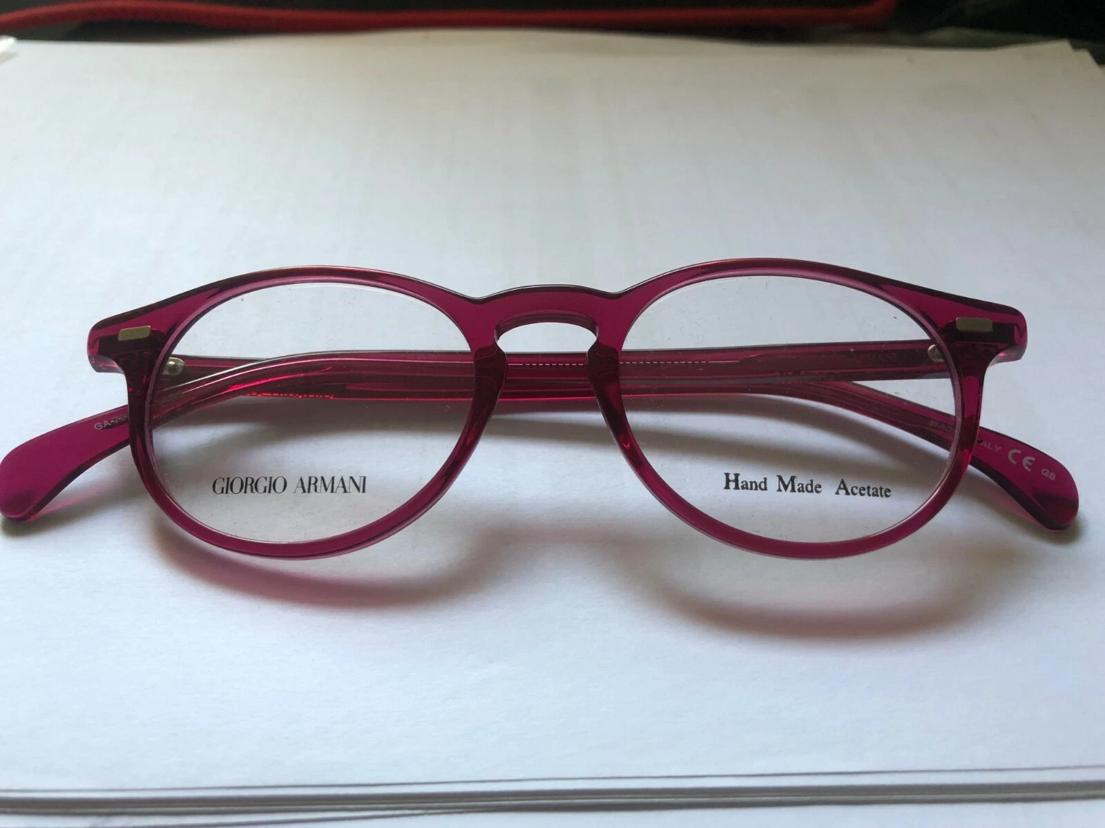 NWOT Giorgio Armani GA786 raspberry pink round plastic demo eyeglass frame $320