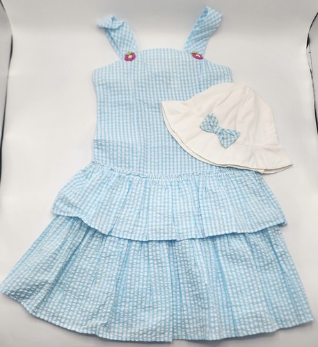 Little Bitty Girl’s Cotton Blend Dress & Hat 2 Pc Set Sz 6 Yrs NWOT