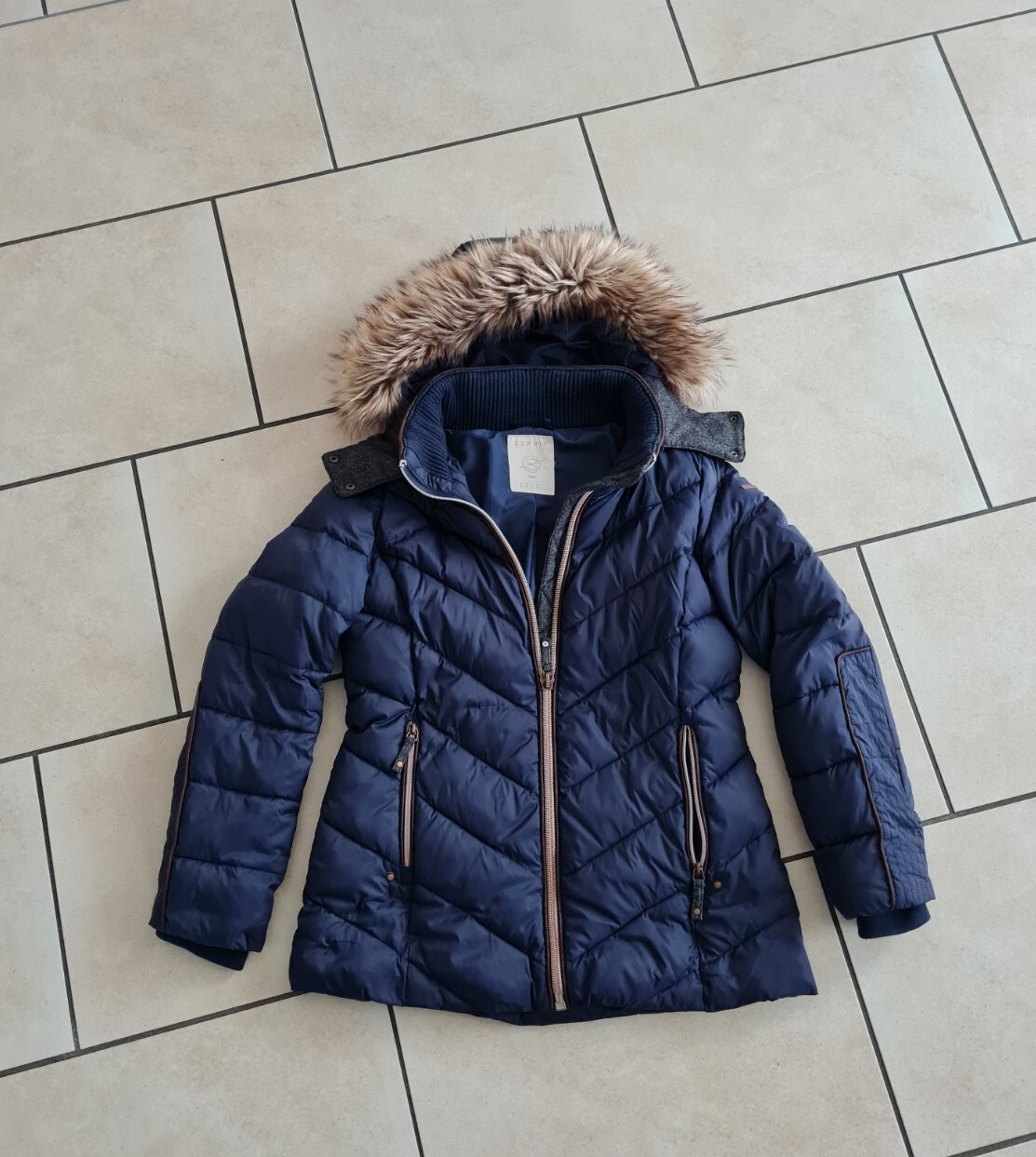 Damen Winterjacke Damen Daunenjacke Blau Mit Kapuze Kapuze Fell