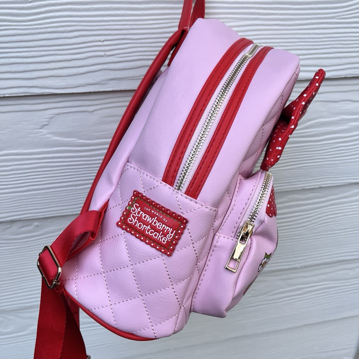 Strawberry Shortcake Mini Backpack  Polka Dot Bow Quilted Bag Pink NEW 2024‎ Strawberry Shortcake Mini Backpack Polka Dot Bow Quilted Bag  main image 4