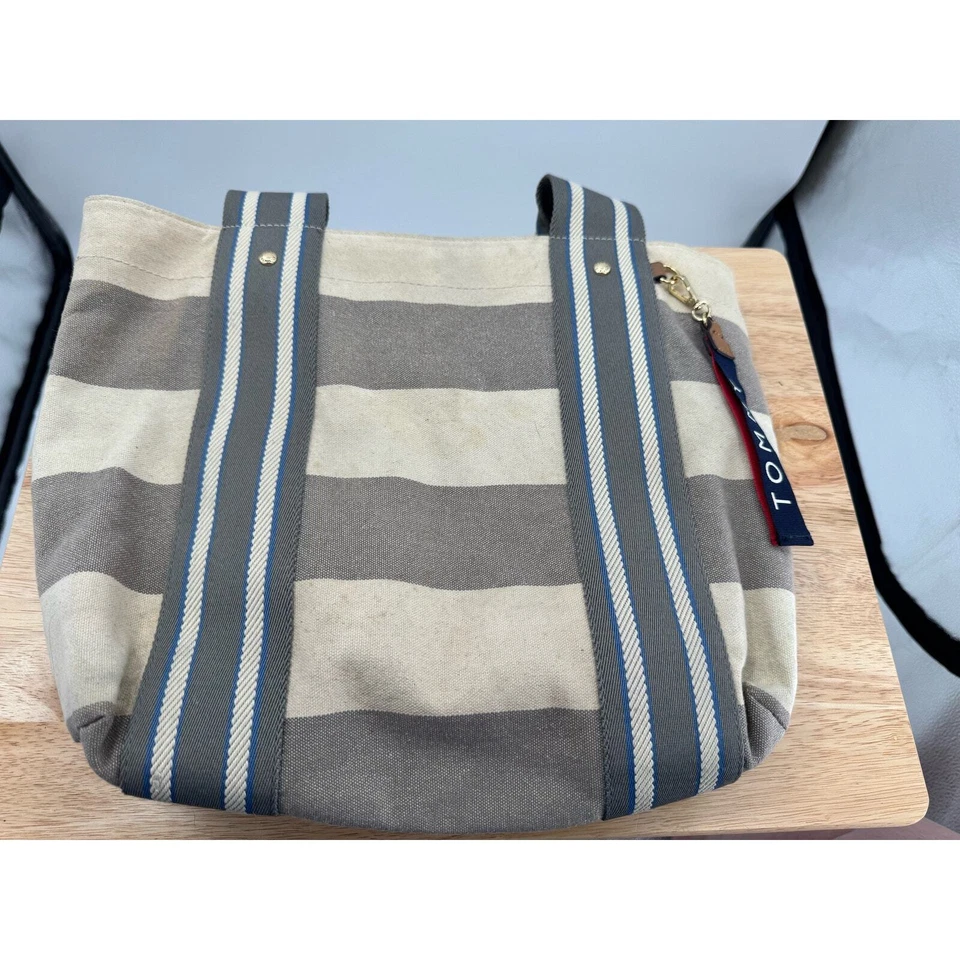 Bolso de hombro Tommy Hilfiger de playa de lona gris y azul Foto 2 de 4