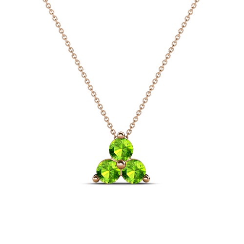 Peridot Three Stone Pendant 0.35 ctw in 14K Gold with 18'' Chain JP:79261 - Picture 10 of 13