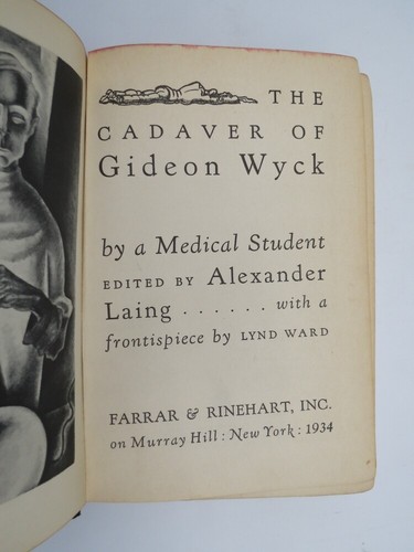 THE CADAVER OF GIDEON WYCK by Laing, Alexander; Lynd Ward (Frontispiece) 1934 - Imagen 4 de 5