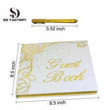 Gold Wedding Guest book and pen set