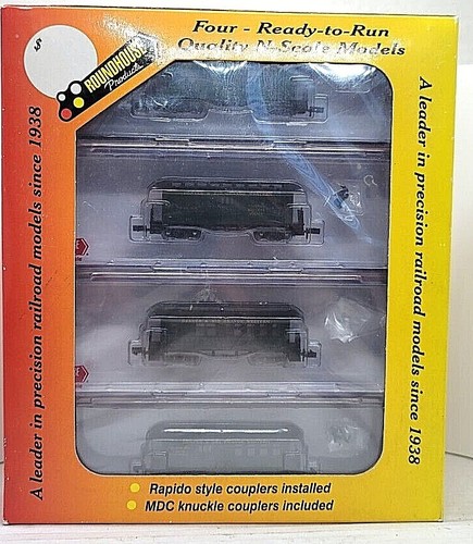 Juego de 4 coches N Roundhouse 89475 34' Overton D&RGW rap+knuc cplrs+mtl whls nuevo en caja#1 | Zustand: New