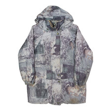 Vintage Fuchs And Schmitt Womens Jacket Grey 90s Hooded Crazy Pattern Uk 10