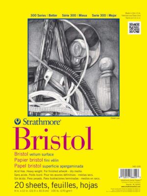 Strathmore 300 Series Bristol Vellum Pad 9x12 Inch Drawing Paper for Artists
