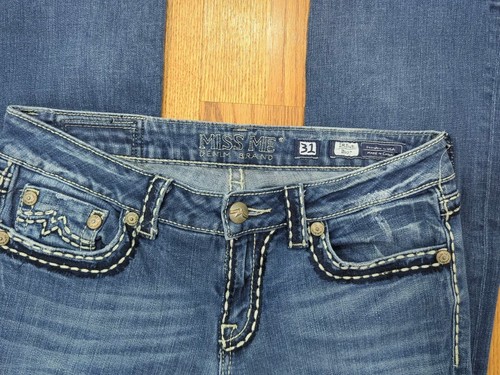 Miss Me Jeans Womens Sz 31 Flap Pocket Irene Boot Cut Jeans - Picture 2 of 5